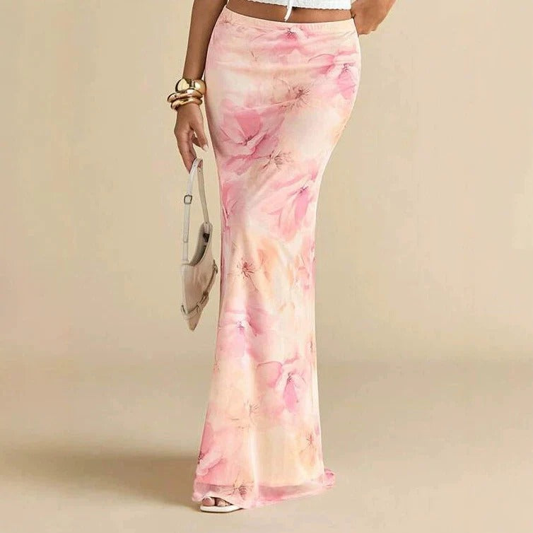 Brisa - Falda larga de sirena con estampado floral y muy sexy