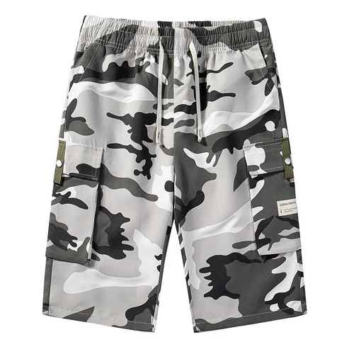 Almería - Pantalones cortos cargo de camuflaje para hombre con cintura ajustable y cordón