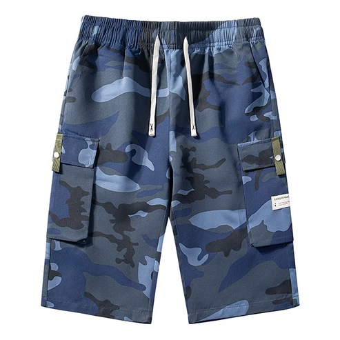 Almería - Pantalones cortos cargo de camuflaje para hombre con cintura ajustable y cordón