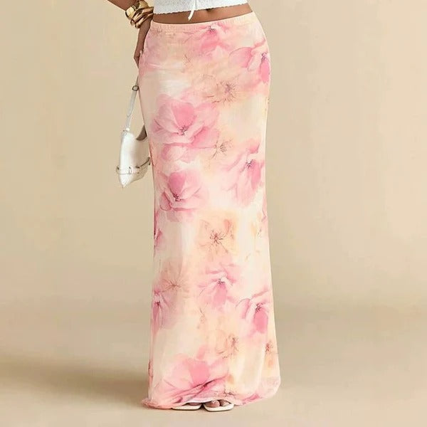 Brisa - Falda larga de sirena con estampado floral y muy sexy