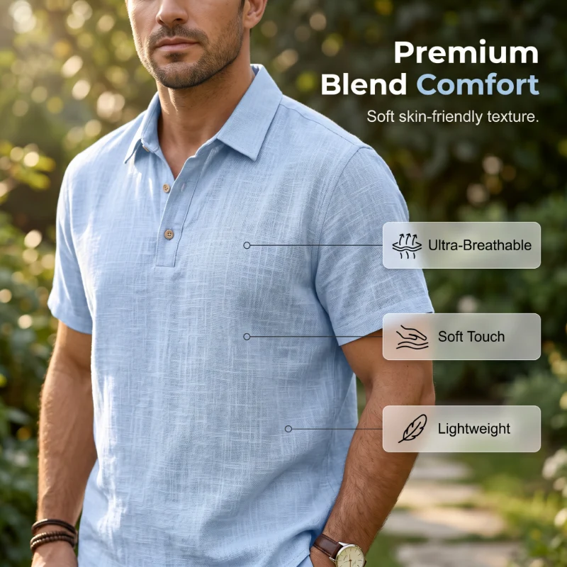 Sevilla - Conjunto de lino de verano para hombre: camisa holgada y pantalones cortos cargo, conjunto de dos piezas