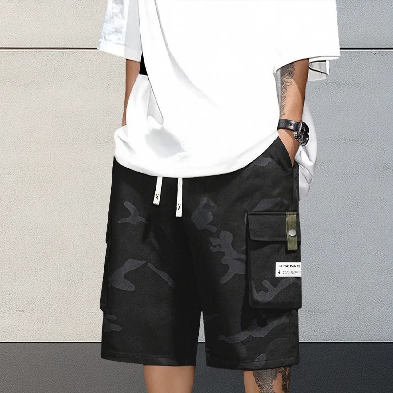 Almería - Pantalones cortos cargo de camuflaje para hombre con cintura ajustable y cordón
