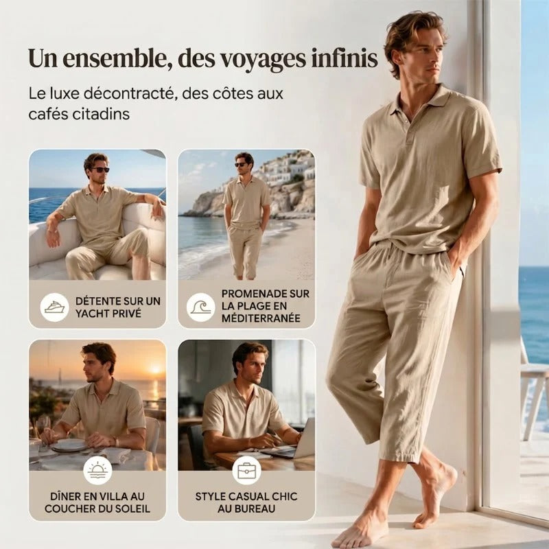 Granada - Conjunto informal de camisa y pantalón de lino