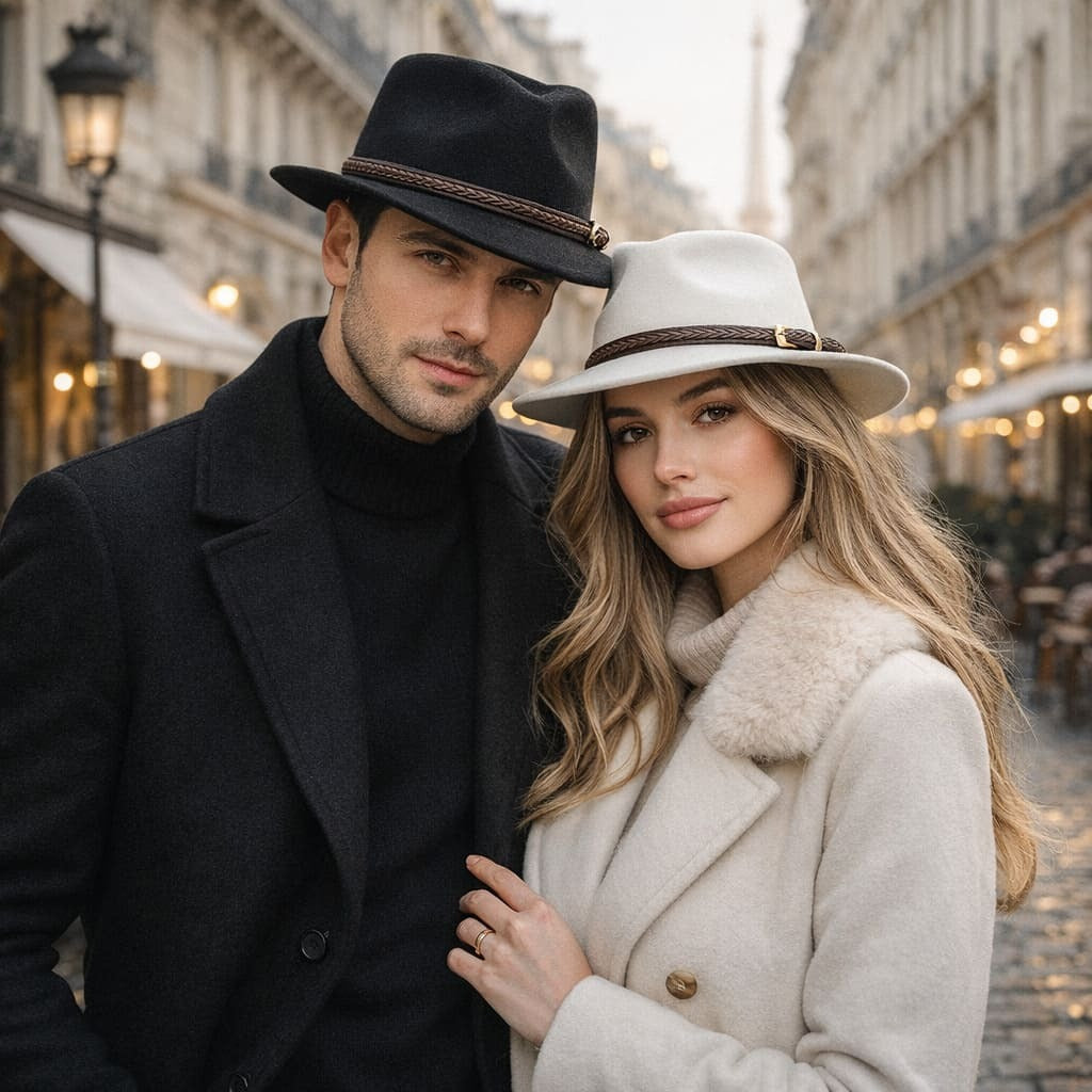 Alemania - Sombrero fedora de algodón con cordón trenzado