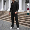 Cádiz - Conjunto de 2 piezas de camisa y pantalón de tela waffle casual