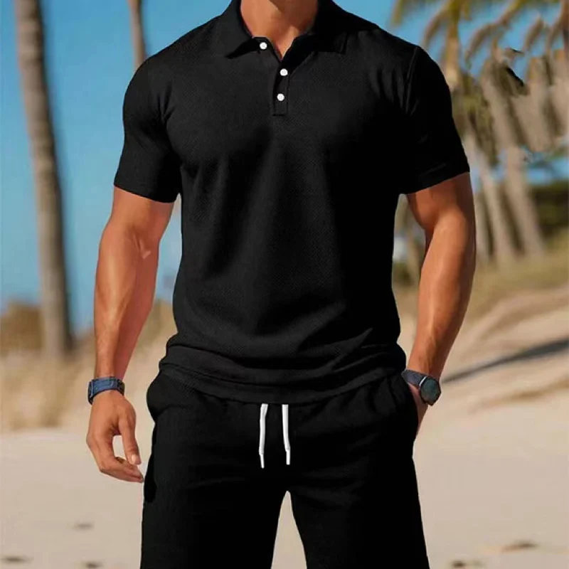 Córdoba - Conjunto de dos piezas para hombre, ideal para el verano, compuesto por un polo y unos pantalones cortos.