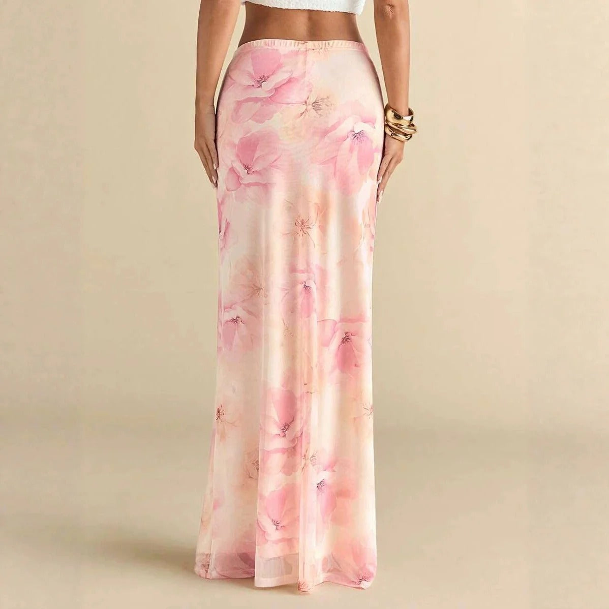 Brisa - Falda larga de sirena con estampado floral y muy sexy