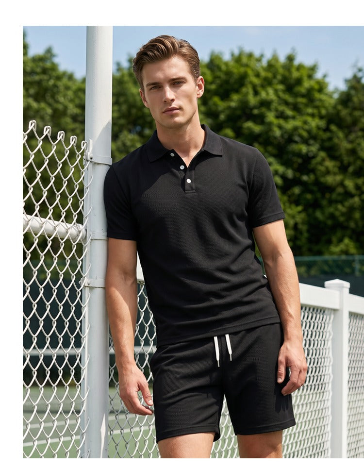 Córdoba - Conjunto de dos piezas para hombre, ideal para el verano, compuesto por un polo y unos pantalones cortos.