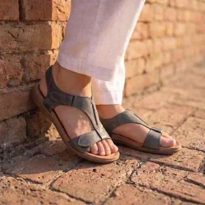 Zahara - Sandalias abiertas de piel con comodidad ortopédica