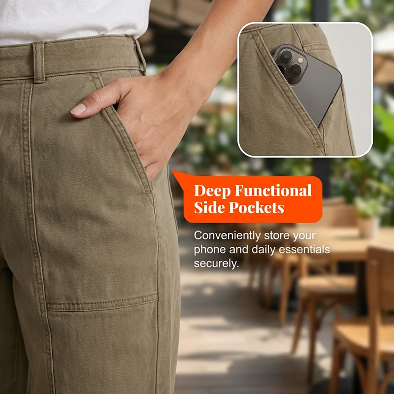 Nube - Pantalones utilitarios de talle alto y corte ajustado para mujer