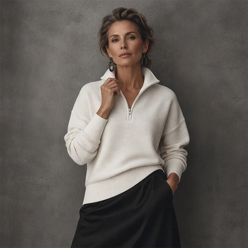 Almenara - Suéter de mujer con cremallera hasta el cuello